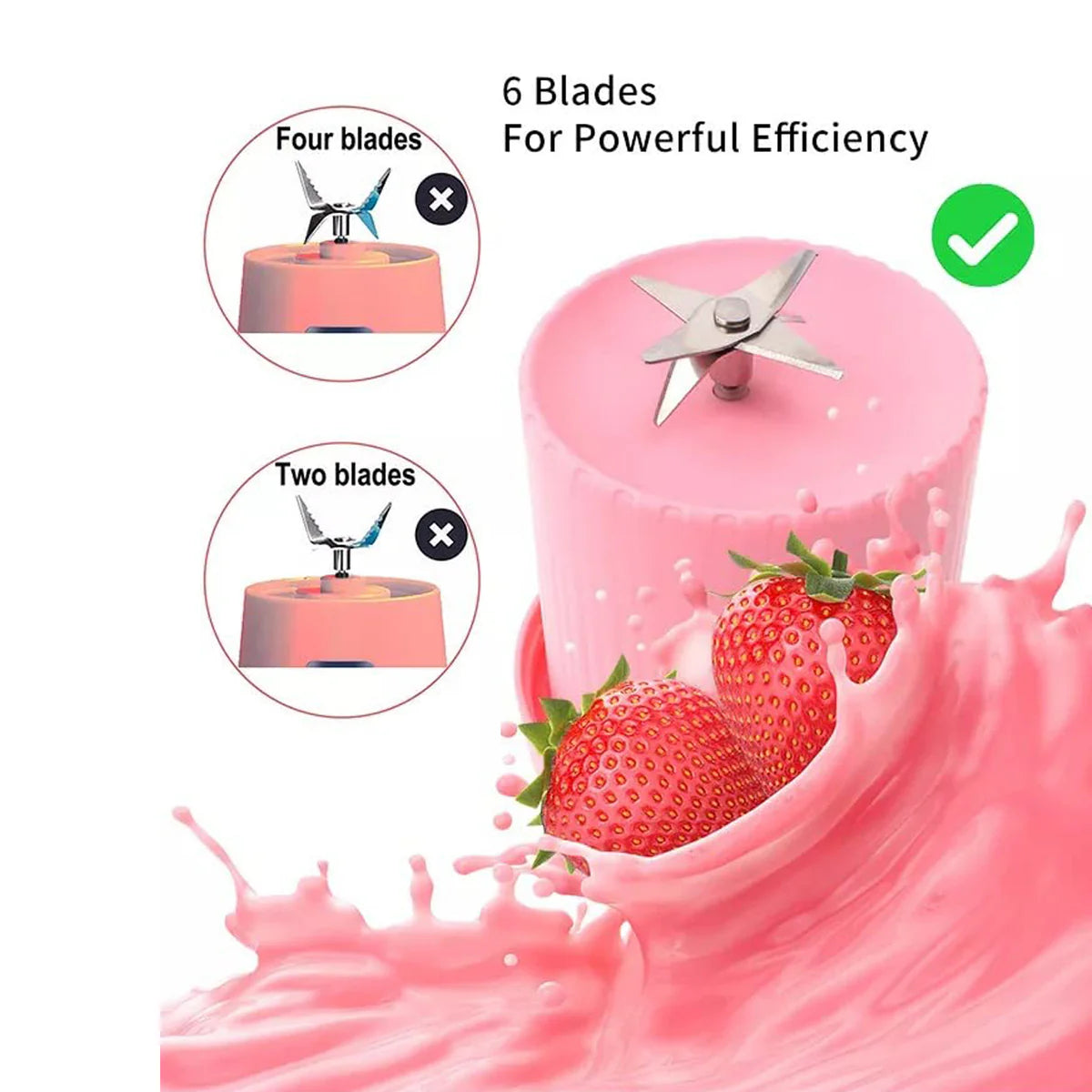 5334a Blender Portable Juicer For Smoothie Juice Vegetable Shakes With 6 Blades Wireless Charging Mini Personal Size Mixer Bottle Grinder 420 Ml Multi color
